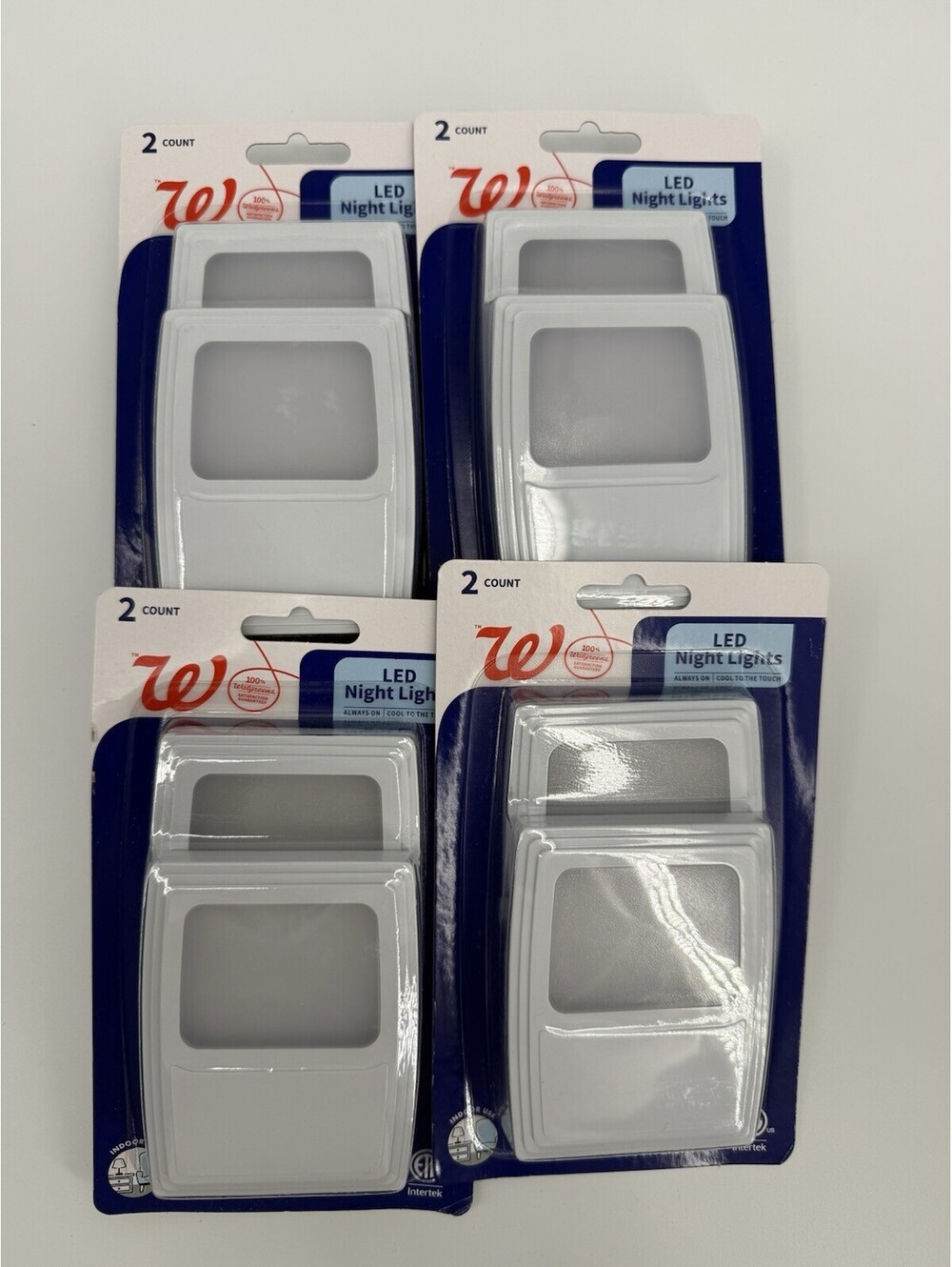 4 X (2) Packs LED Night Lights Plug-in Cool to touch Soft White 3000k NEW Packs